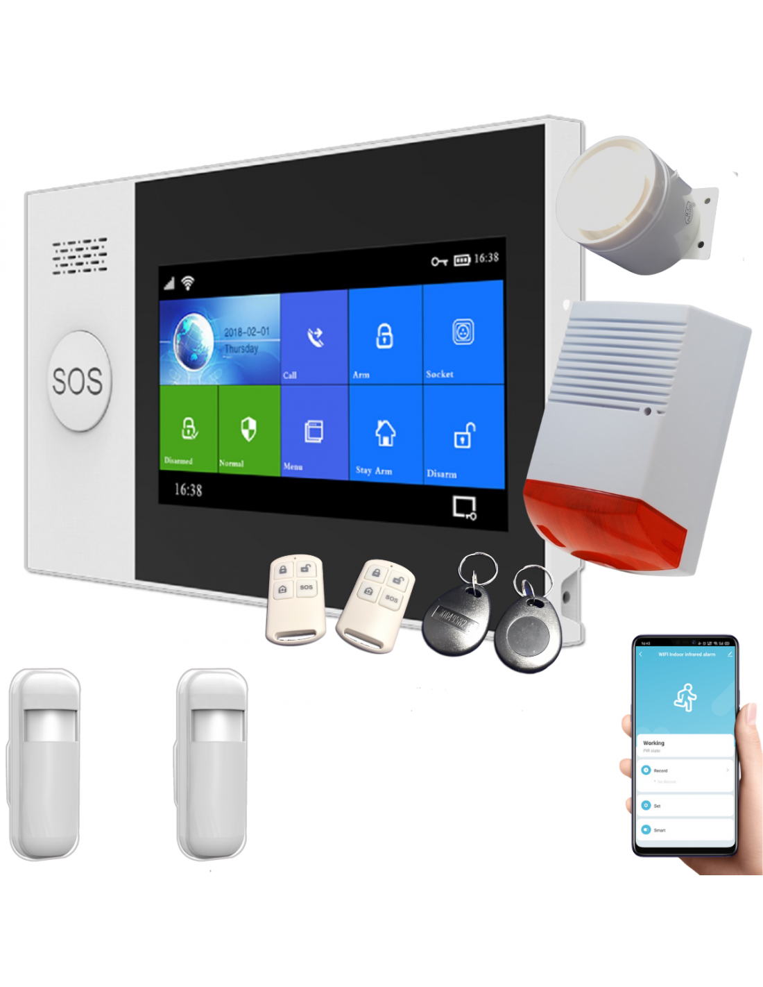 Kit de 17 piezas WiFi y GSM, sistema de alarma inalámbrico de seguridad  para el hogar, sensores de entrada con sensor de puerta/ventana (x10) con