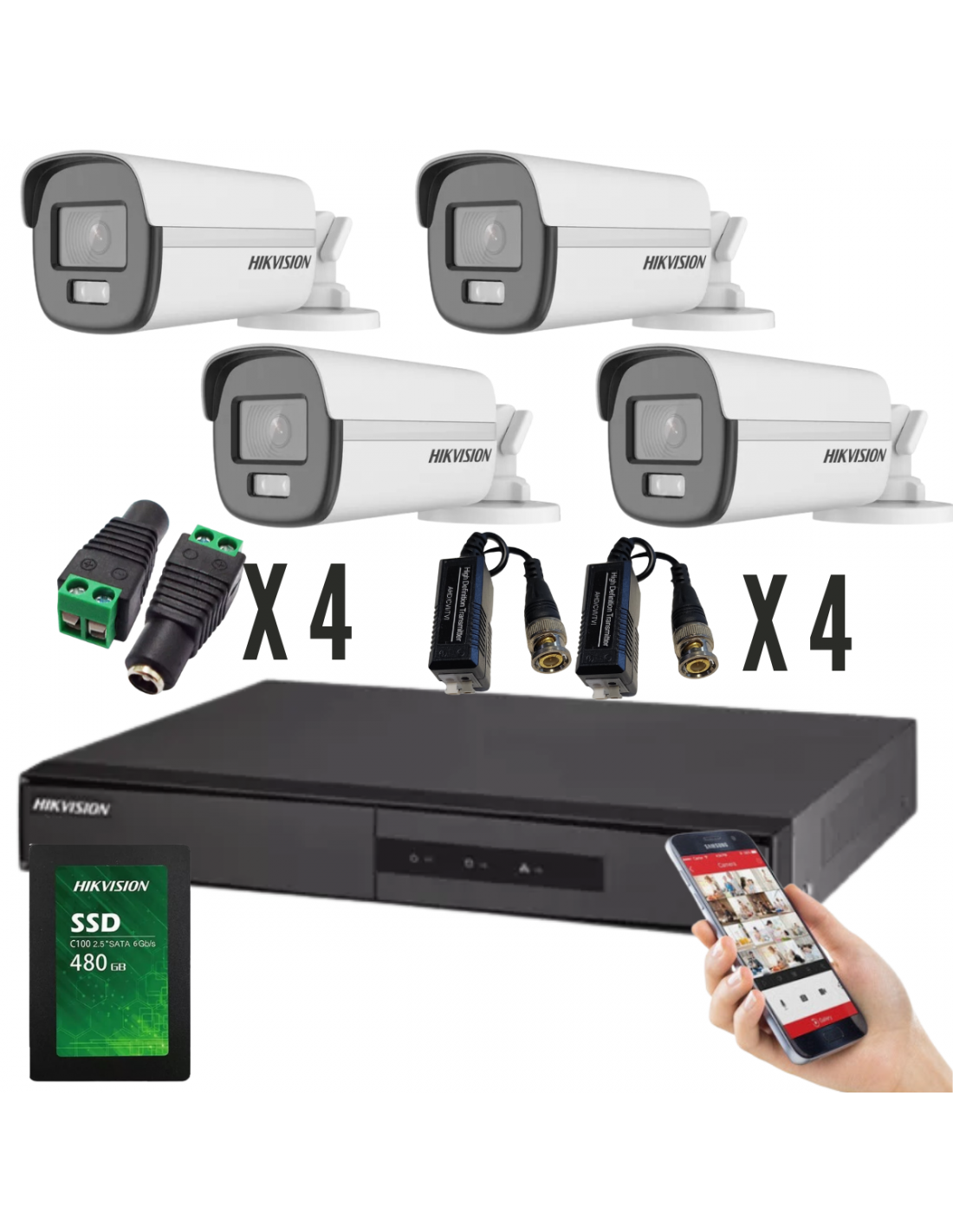 Kit Promo De 4 Camaras Colorvu 2mpx Dvr 4 Ch Acusense Exterior 480gb ...